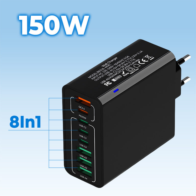 🎁2026 Nieuw binnen 50% KORTING💥🔌 High-Speed Charging! 150W Multi-poorts Snellader – Voor Thuis & Reizen