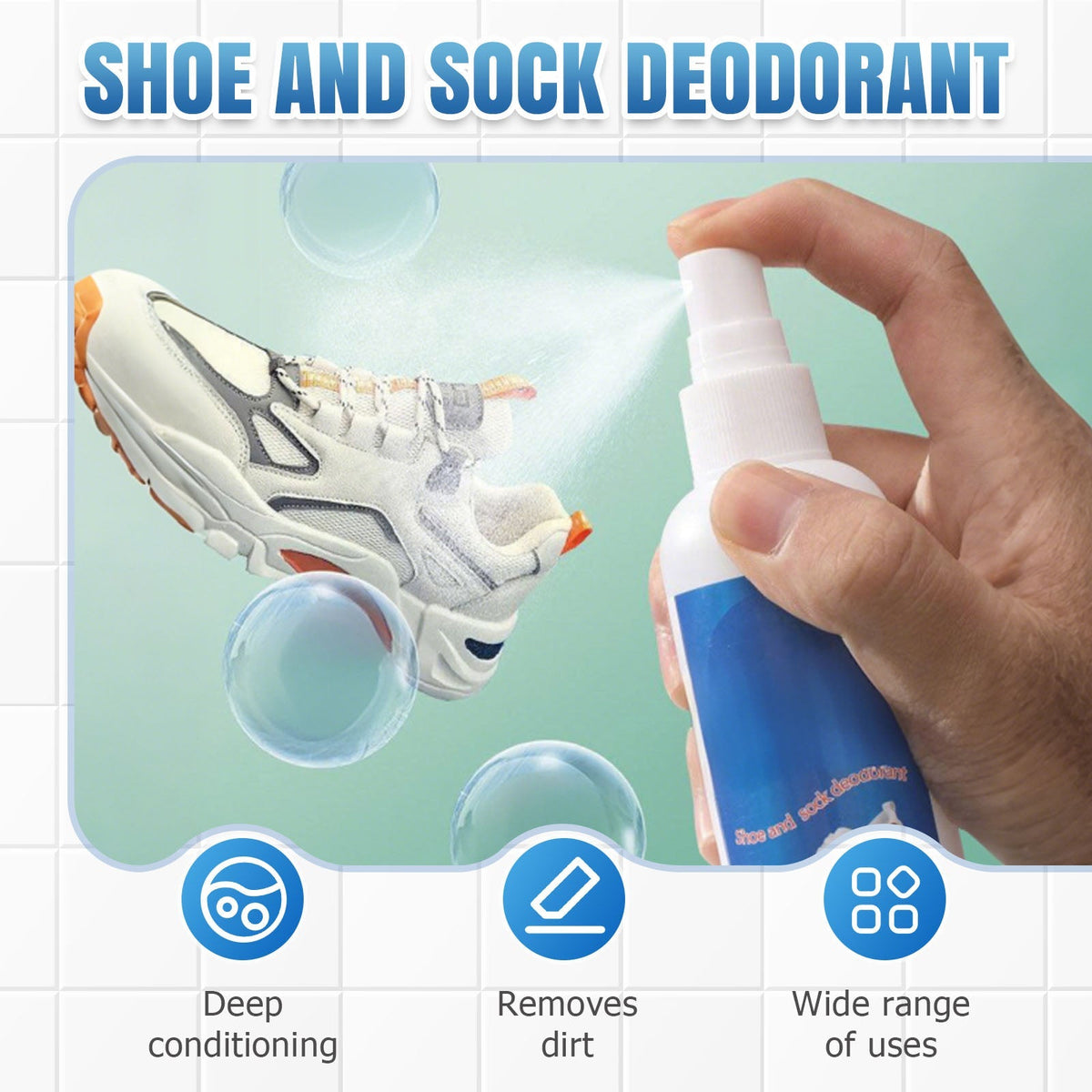 Antibacteriële sneldrogende spray voor schoenen en sokken