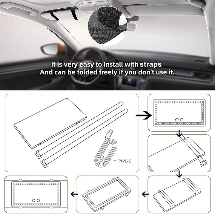 Car LED Makeup Mirror