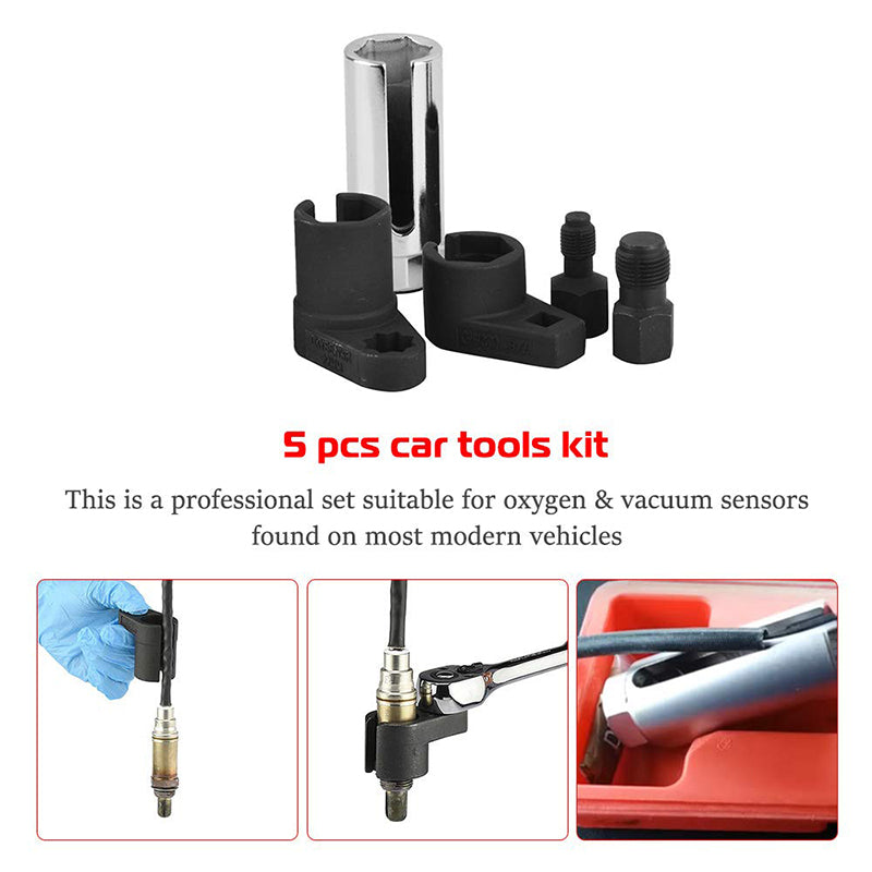 📢📢 50% korting!! ⏰ 5-delige set met offset-sleutels voor zuurstofsensoren en gereedschap voor schroefdraadreparatie voor auto's 🚗🔧