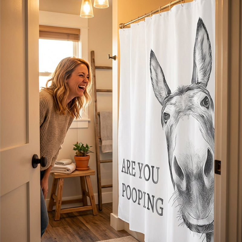 🎁2026 Nieuw binnen 50% KORTING💥Grappig ezel douchegordijn met haken