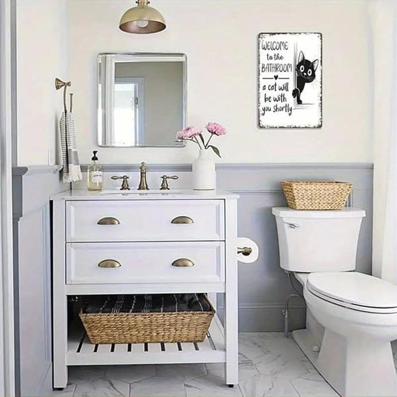 🎁2026 Nieuw binnen 50% KORTING💥Cute Cat Bathroom Decor Sign