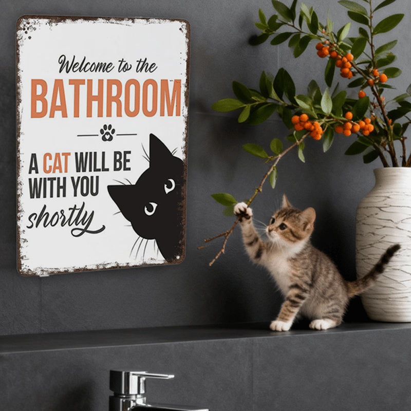 🎁2026 Nieuw binnen 50% KORTING💥Cute Cat Bathroom Decor Sign