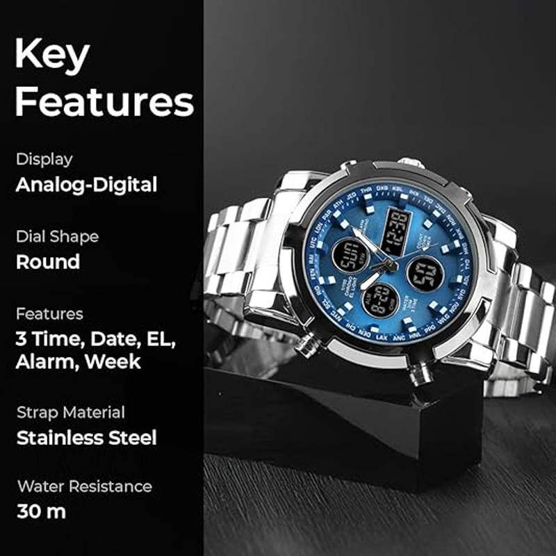 ⌚ NU 66% KORTING! ⌛️ Heren  horloge – Waterdicht & Staalband | Analoog-Digitaal🛡️