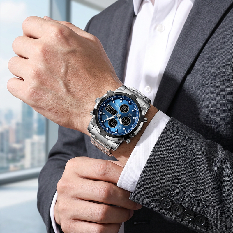 ⌚ NU 66% KORTING! ⌛️ Heren  horloge – Waterdicht & Staalband | Analoog-Digitaal🛡️