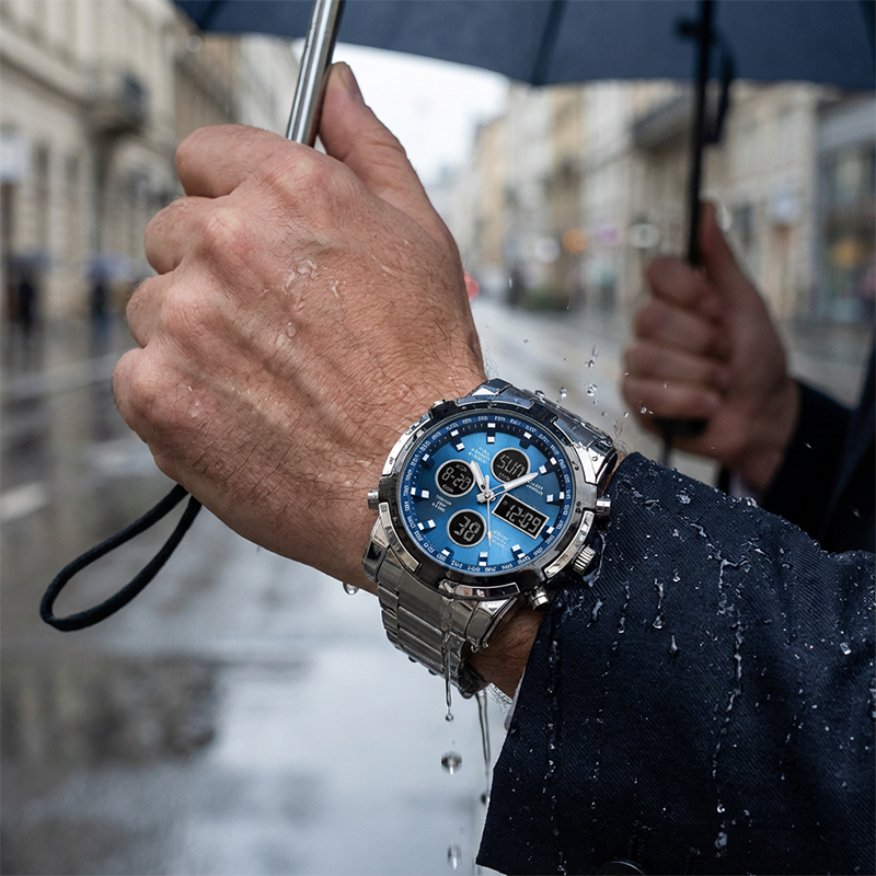 ⌚ NU 66% KORTING! ⌛️ Heren  horloge – Waterdicht & Staalband | Analoog-Digitaal🛡️