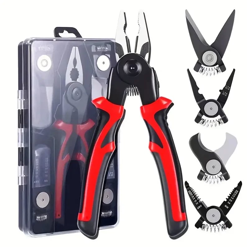 🎁2026 Nieuw binnen 50% KORTING💥5-in-1 Multifunctionele Tangenset - Draadstripper/Snijder/Krimper met Verwisselbare Kop