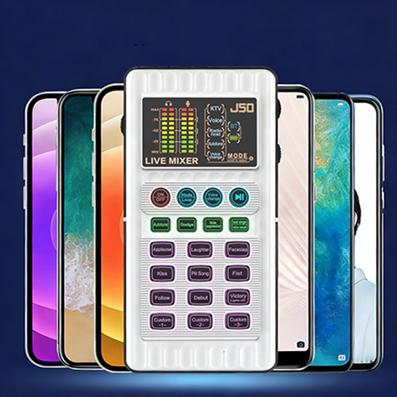 🎉Nieuwjaars Cadeau 50% KORTING!🎤Draagbare Handheld Live Geluidskaart (Stemvervormer): Multifunctie Effecten + Ruisonderdrukking – Stream Overal!
