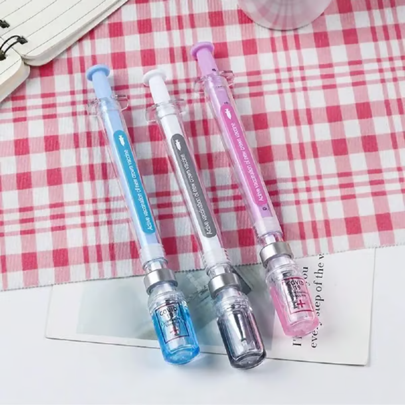 Creatieve gelpen in de vorm van een spuit