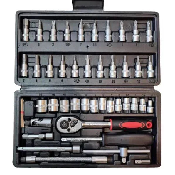 🎉Nieuwjaars Cadeau 50% KORTING!🔧 PowerTool Max 46™ – 46-Delige Steeksleutel Set: Jouw Draagbare Werkplaats in Één Koffer!