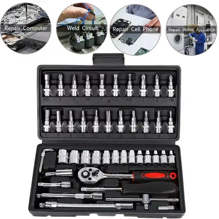 🎉Nieuwjaars Cadeau 50% KORTING!🔧 PowerTool Max 46™ – 46-Delige Steeksleutel Set: Jouw Draagbare Werkplaats in Één Koffer!