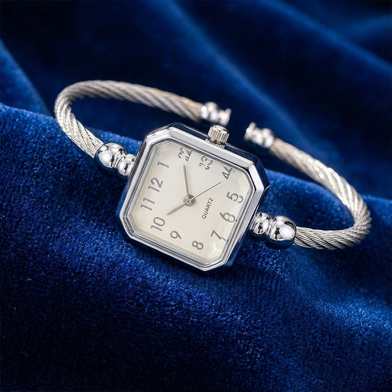 🎁2026 Nieuw binnen 50% KORTING💥Chique armbandhorloge met open manchet en vierkante wijzerplaat