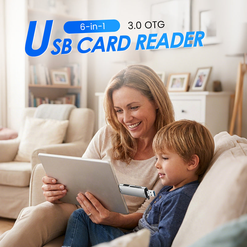 🎉Nieuwjaars Cadeau 50% KORTING!💻6-in-1 USB 3.0 OTG Kaartlezer – Snel Gegevensoverdracht & Multi-Apparaat Compatibiliteit!