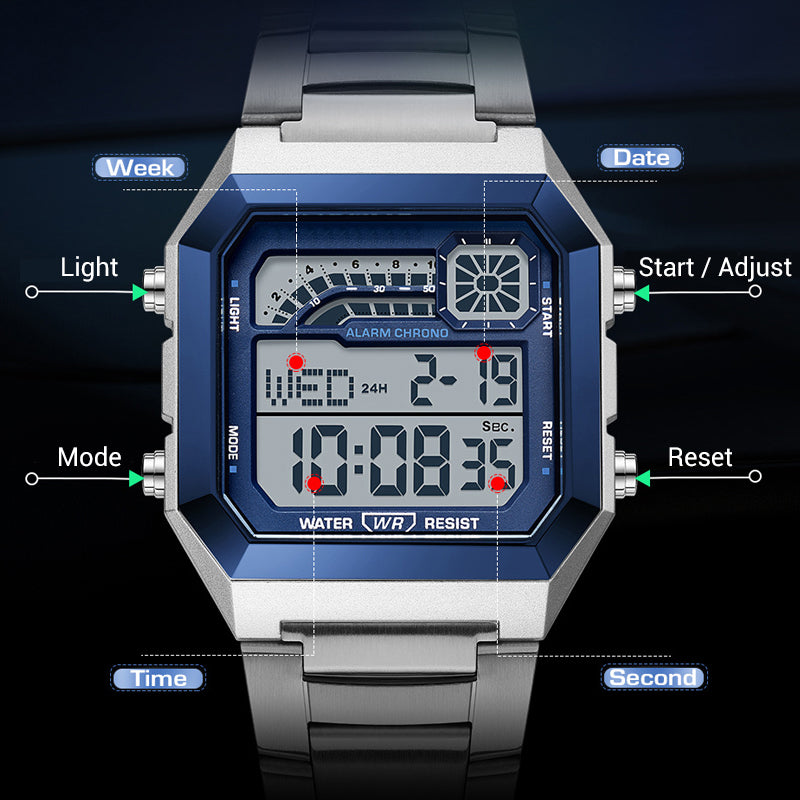 🎁2026 Nieuw binnen 50% KORTING💥Unisex Vierkante Digitale Horloge met Lichtgevend Display