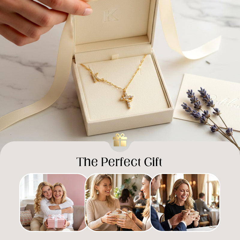🎁2026 Nieuw binnen 50% KORTING💥💎 Dainty Petal Chain Necklace with Initial Charm – Adjustable, Sparkling & Faith-Inspired Design ✨📿