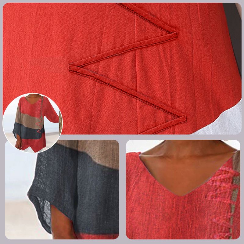 💕50% ZomerkortingElegante casual damesblouse met V-hals, lange mouwen en artistiek patroonprint