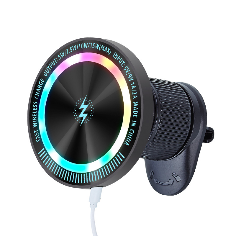💘Valentijnsaanbieding: 50% Korting!🚗RGB Magnetische Draadloze Autoladerhouder – 15W Snel Laden & 360° Rotatie