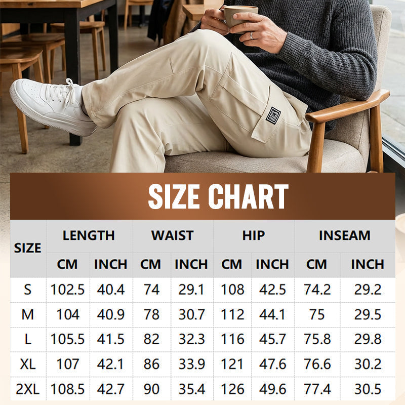 👖 NU 50% KORTING! 🛠️ Stretchbroek voor heren met zakken – Meerdere zakken & trekkoord in de taille – Casual rechte broek – perfect voor werk, reizen of actieve dagen 🏃‍♂️