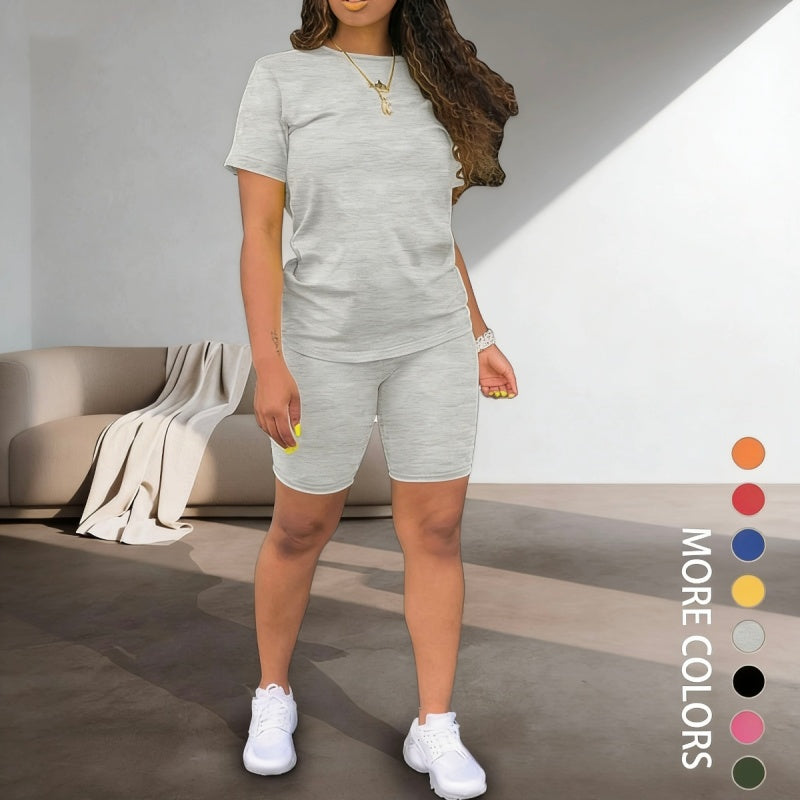 🔥Tijdelijke aanbieding – 2-delige set met sporttop en korte broek voor dames ✨ Mooie stijl en de hele dag comfort ✨