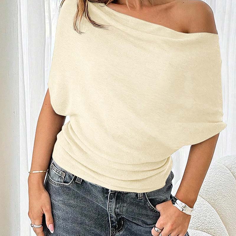 🎁2026 Nieuw binnen 50% KORTING💥Dames Asymmetrische Off-Shoulder Vleermuismouw Top