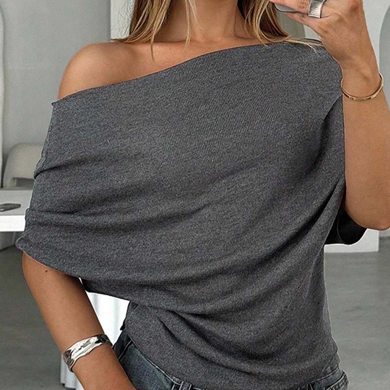 🎁2026 Nieuw binnen 50% KORTING💥Dames Asymmetrische Off-Shoulder Vleermuismouw Top
