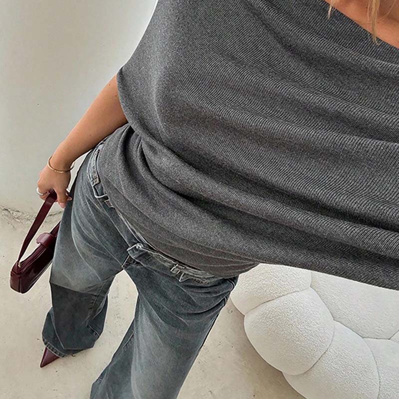 🎁2026 Nieuw binnen 50% KORTING💥Dames Asymmetrische Off-Shoulder Vleermuismouw Top