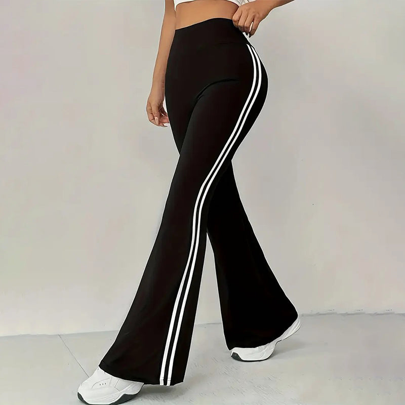 🎁2026 Nieuw binnen 50% KORTING💥💖 Broek met hoge taille, zijstreep en uitlopende pijpen