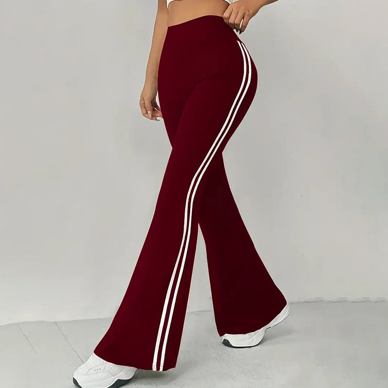 🎁2026 Nieuw binnen 50% KORTING💥💖 Broek met hoge taille, zijstreep en uitlopende pijpen