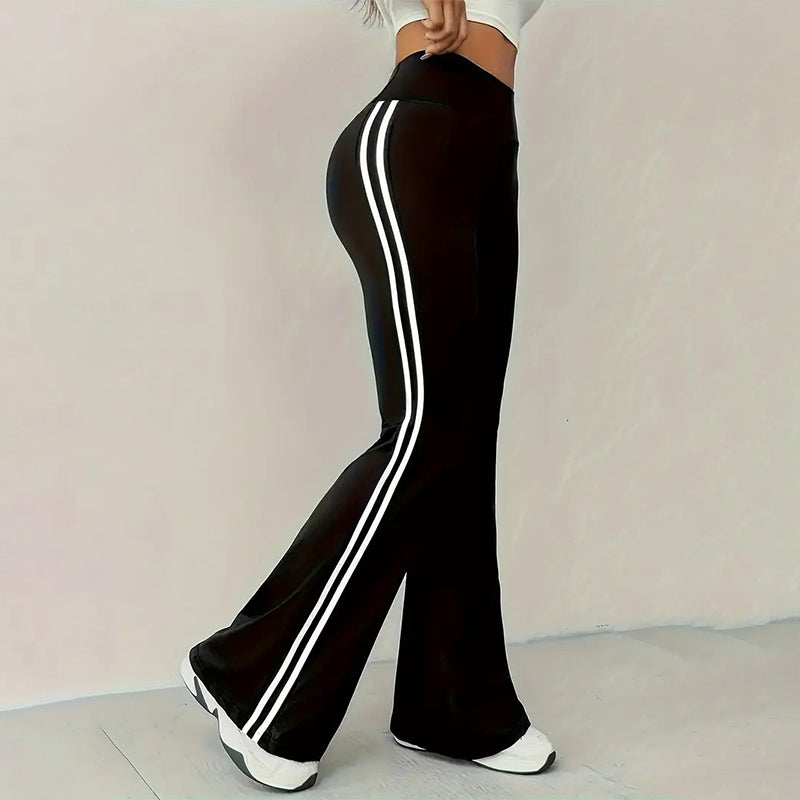 🎁2026 Nieuw binnen 50% KORTING💥💖 Broek met hoge taille, zijstreep en uitlopende pijpen