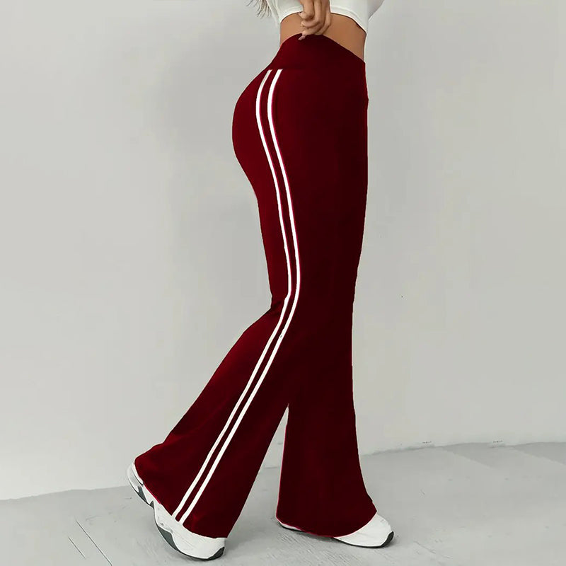 🎁2026 Nieuw binnen 50% KORTING💥💖 Broek met hoge taille, zijstreep en uitlopende pijpen