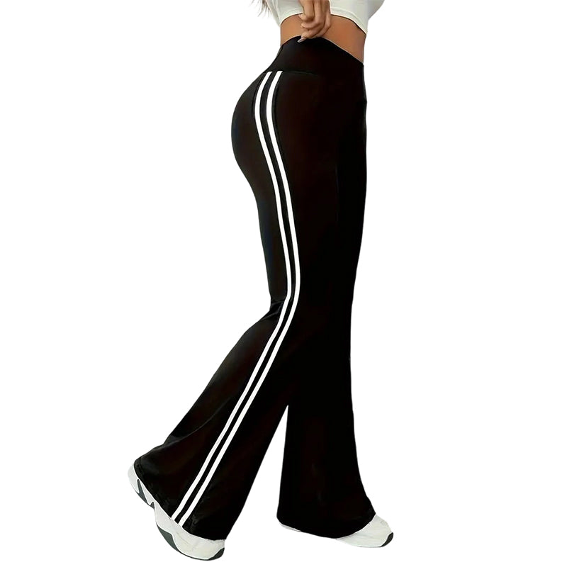 🎁2026 Nieuw binnen 50% KORTING💥💖 Broek met hoge taille, zijstreep en uitlopende pijpen