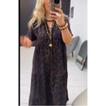 🌸Nieuwe lentecollectie & 50% korting❤️‍🔥Maxijurk met V-hals en luipaardprint voor dames