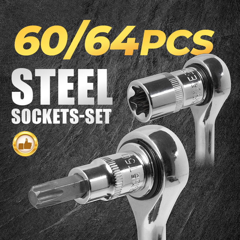 🌞Fris De Lente In Met 50% Korting!🔥60/64-Delige Torx & E-Torx Doppenset | Professioneel CR-V Staal | Dé Complete Bitset voor Auto's & Motoren