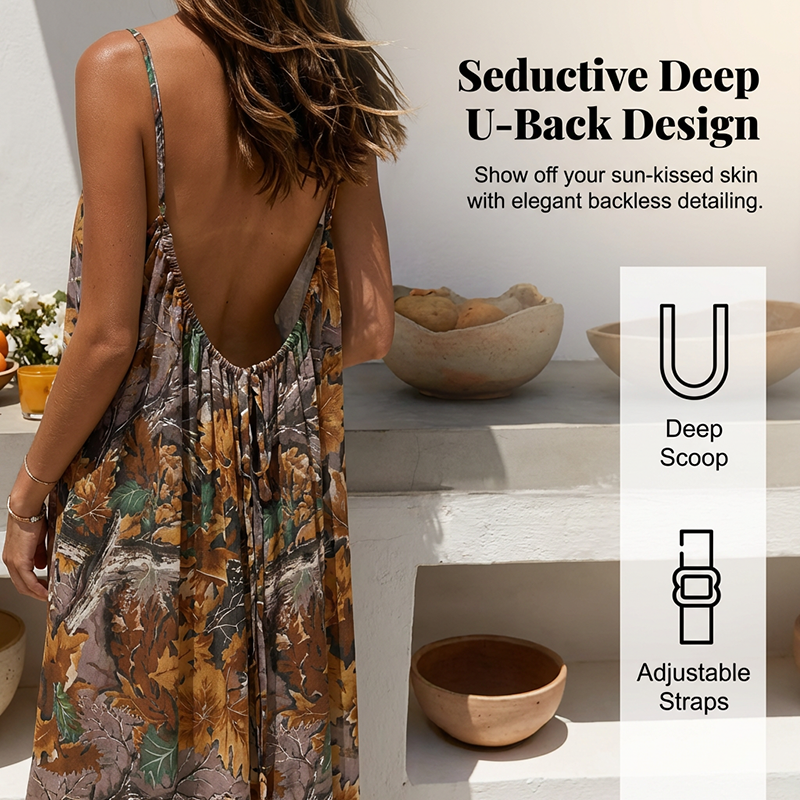 🎁2026 Nieuw binnen 50% KORTING💥Zomerse maxi-jurk met spaghettibandjes en open rug voor dames