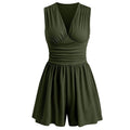 👗Women's Sleeveless V-Neck Ruched Waist Romper