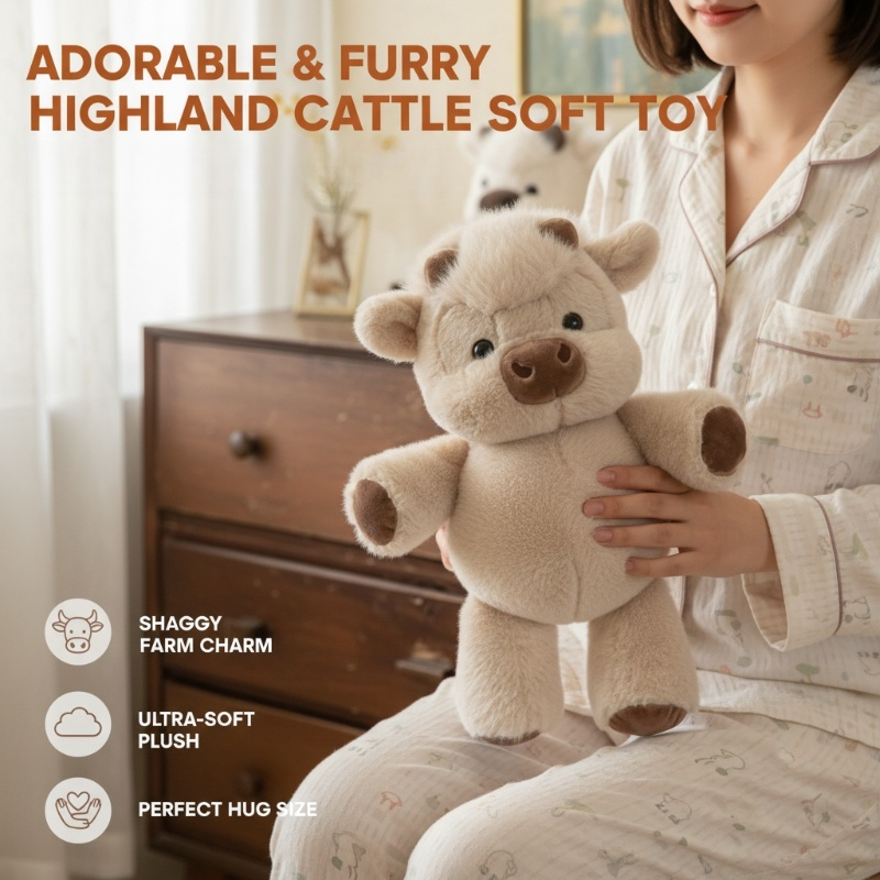 🧸 Schattige Knuffel van een Schotse Hooglandkoe | Zacht, Knus & Perfect als Cadeau – Nu 67% Korting