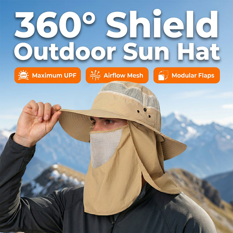 🔥ACTIE! 360° Zonhoed☀️Afneembaar & Ademend💨Windbestendig & Waterafstotend