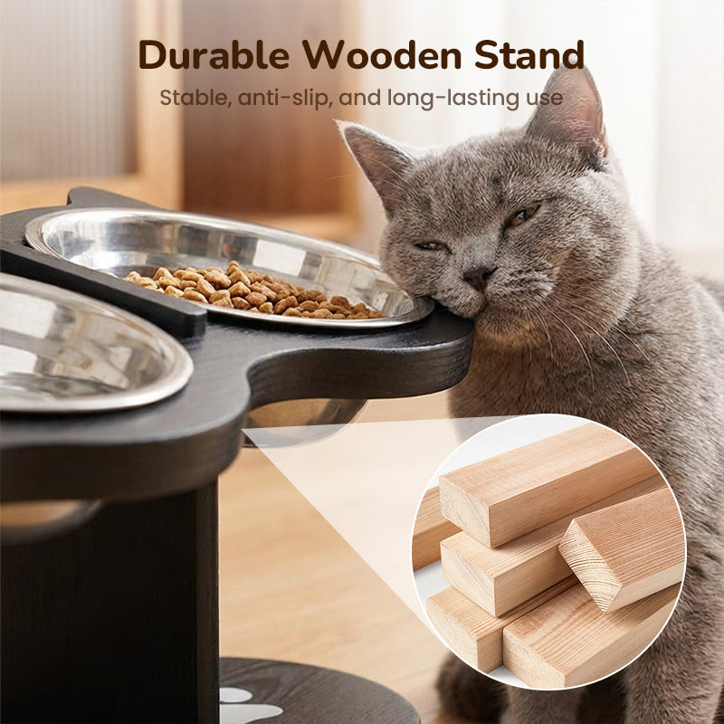 🟔🎁Nieuws: 50% KORTING🟔Verhoogde voerbak voor honden en katten met 3 bakjes – antislip en stabiel 🐾🥣