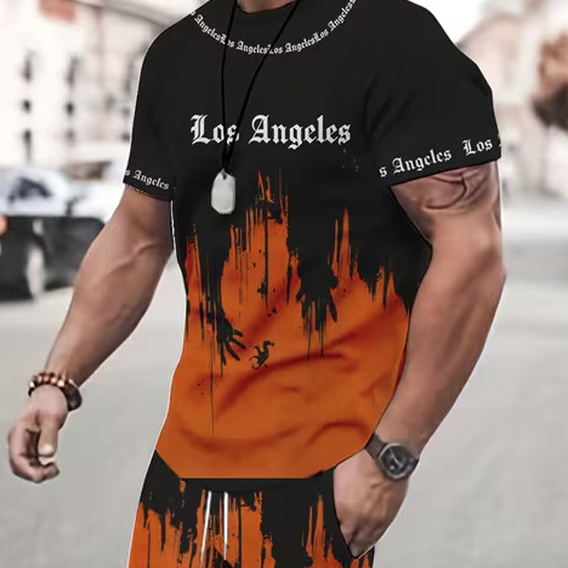 👕 NU 50% KORTING! 🔥 Heren-set met grafisch bedrukt T-shirt en shorts – Zachte stof, opvallend design & perfect voor zomerdagen ☀️