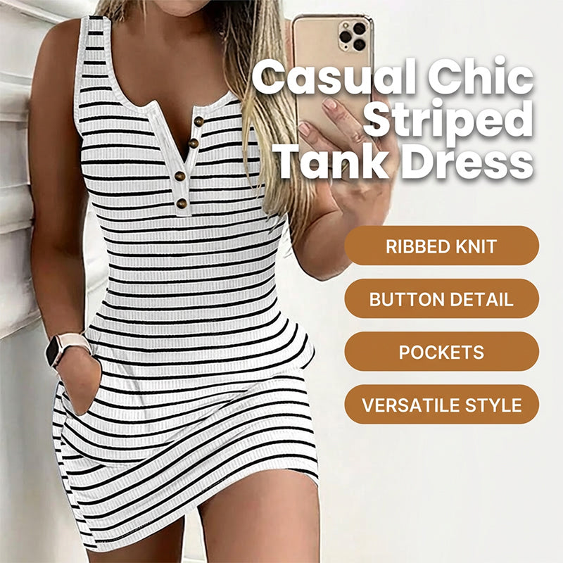 🎁Nieuwe collectie 50% KORTING💥Gestreepte, nauwsluitende tanktopjurk voor dames