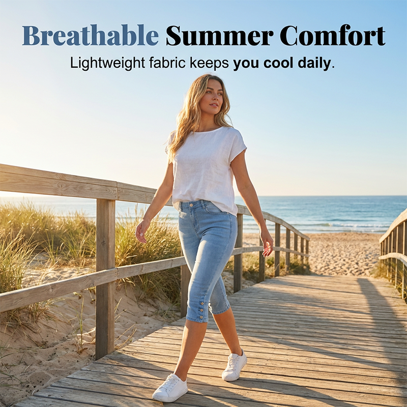 🎁2026 Nieuw binnen 50% KORTING💥Capri-jeans met hoge taille en slanke pasvorm voor dames