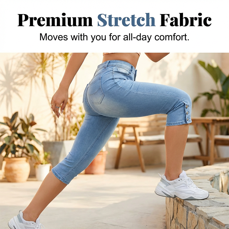 🎁2026 Nieuw binnen 50% KORTING💥Capri-jeans met hoge taille en slanke pasvorm voor dames