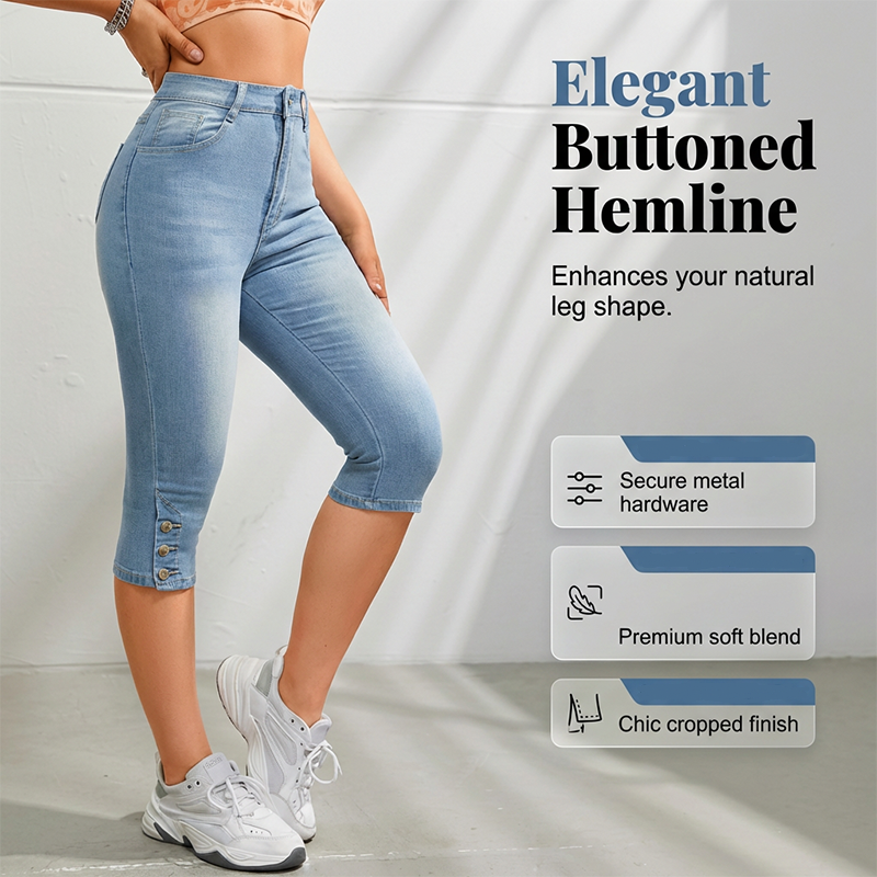 🎁2026 Nieuw binnen 50% KORTING💥Capri-jeans met hoge taille en slanke pasvorm voor dames