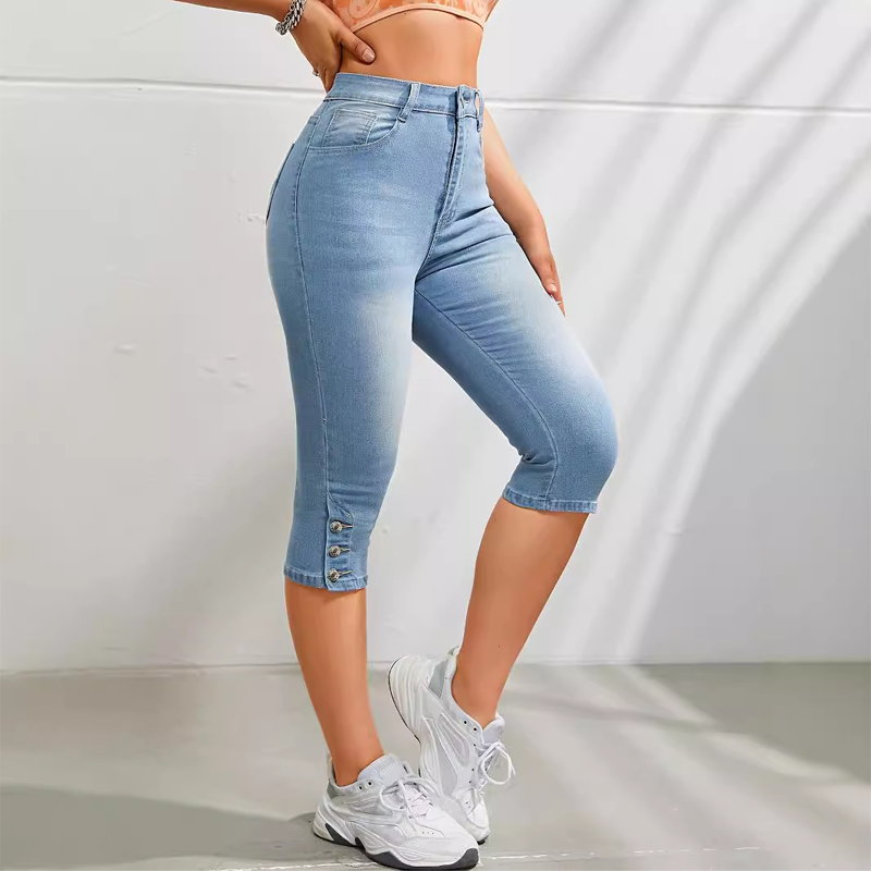 🎁2026 Nieuw binnen 50% KORTING💥Capri-jeans met hoge taille en slanke pasvorm voor dames