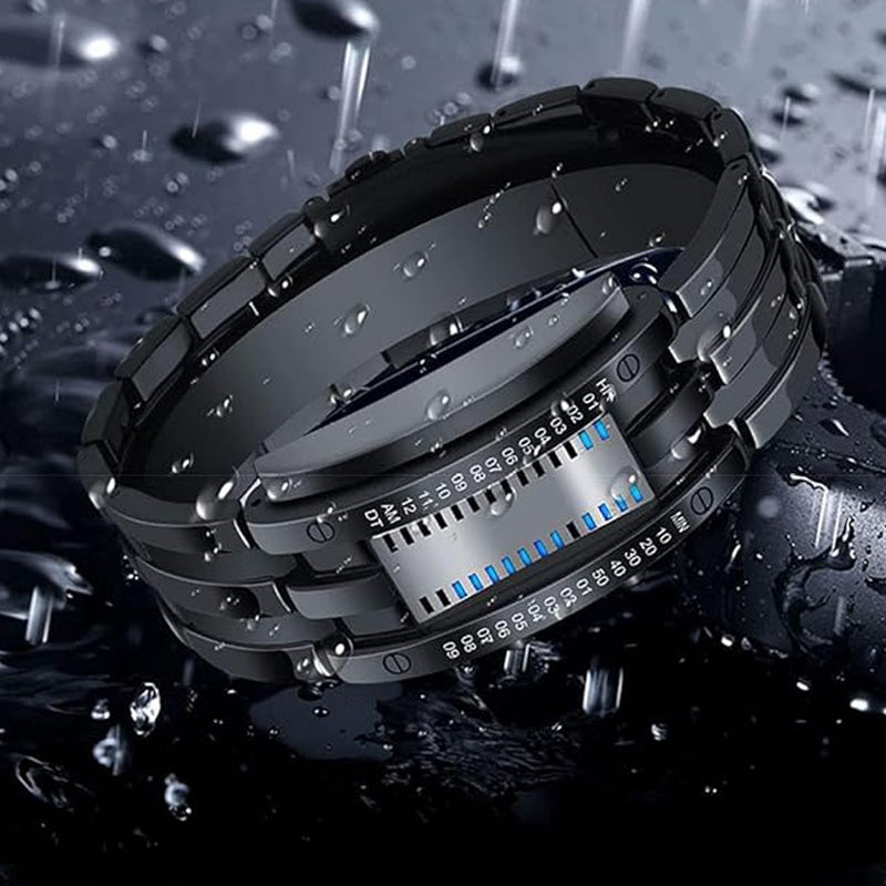 ⌚ NU 50% KORTING! 🤓 Cyberpunk Binary LED-horloge – “Only Geeks Get It” – Futuristisch, uniek en opvallend met blauw LED-display 💙