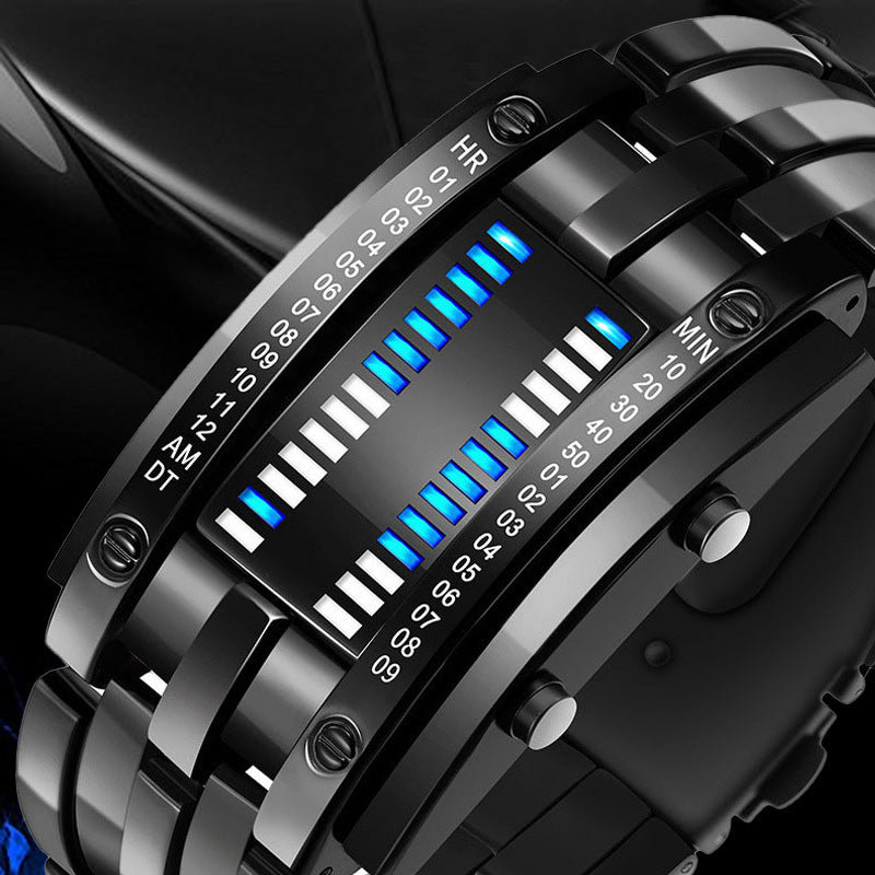 ⌚ NU 50% KORTING! 🤓 Cyberpunk Binary LED-horloge – “Only Geeks Get It” – Futuristisch, uniek en opvallend met blauw LED-display 💙