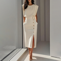 🎁2026 Nieuw binnen 50% KORTING💥Elegante Dames Midi-jurk met Split