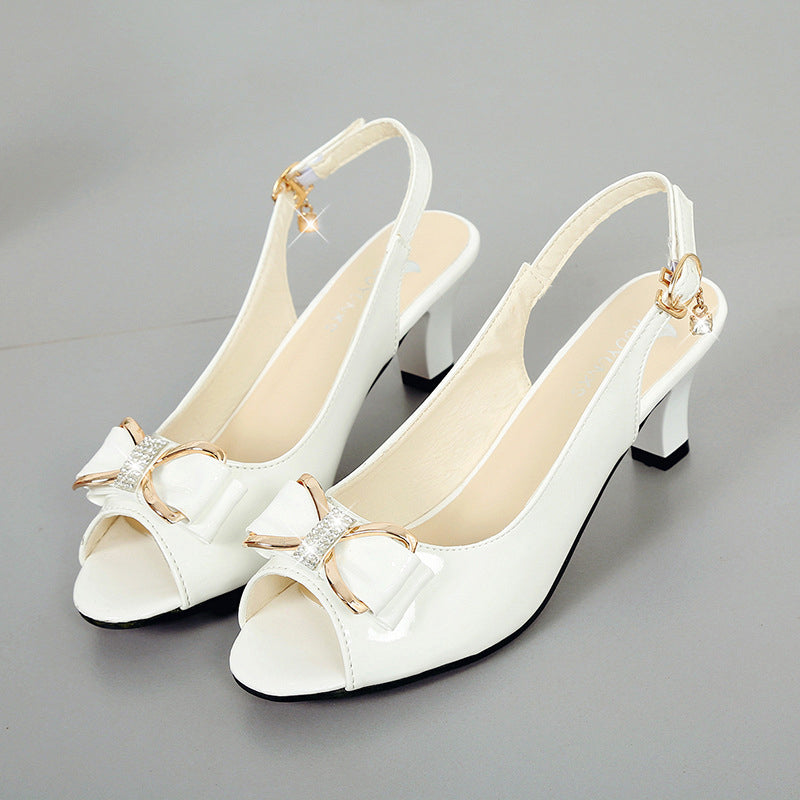 🎁2026 Nieuw binnen 50% KORTING💥✨Elegante dames sandalen met strass-strik, middenhak en verstelbaar bandje💃