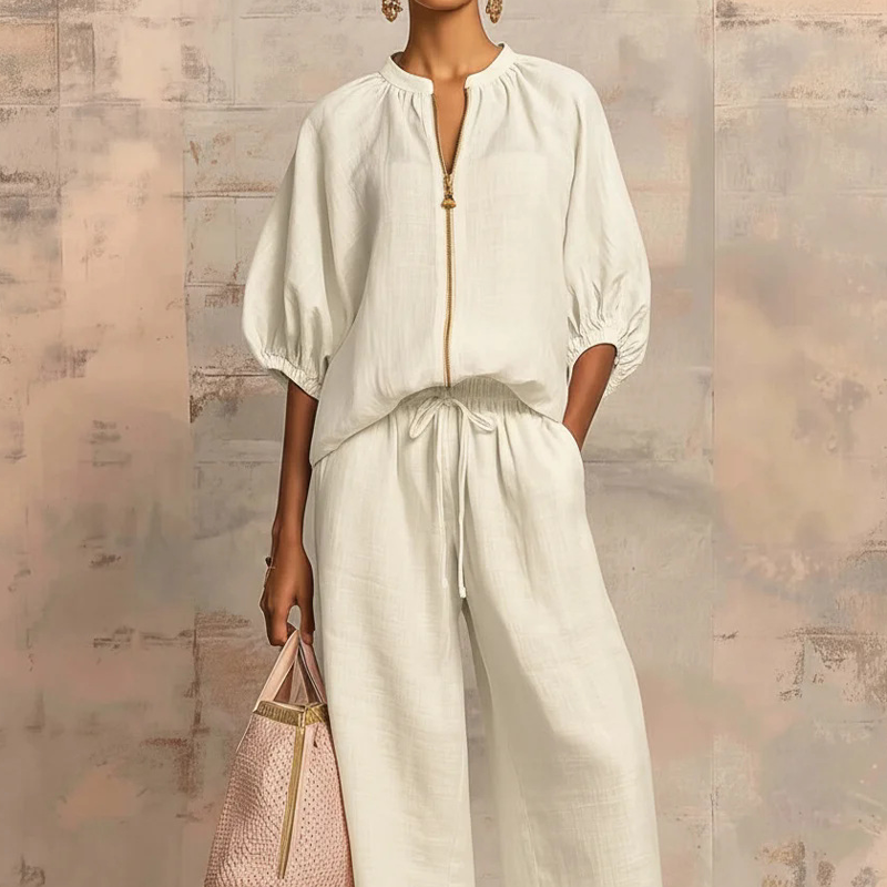 🎁2026 Nieuw binnen 50% KORTING💥🎉 Nieuw! Dames 2-delige Set: Top & Broek✨ Comfort, Stijl & Effen Kleur!