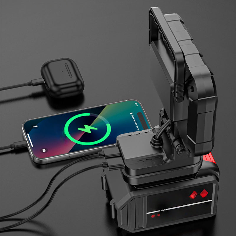 ⏳BEPERKTE TIJD: 50% KORTING!💡 Multifunctionele LED Werklamp｜Draaibare Kop 180° + Dubbele USB-Laadpoort 🔋｜🌧️ Waterdicht & Vast, Compatibel met Meeste Accu's